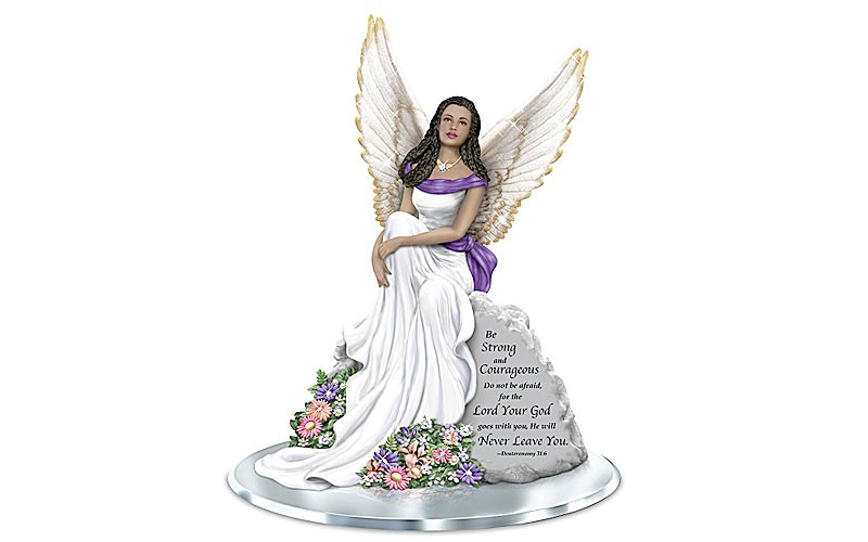 Keith Mallett Angel Of Courage Figurine With Crystals