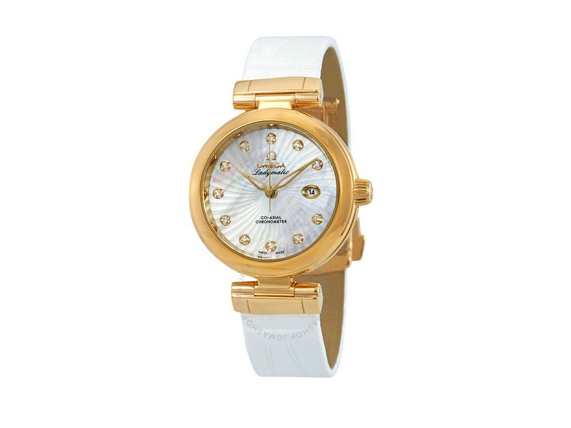 Omega De Ville Ladymatic Diamond Yellow Gold Ladies Watch 42563342055002