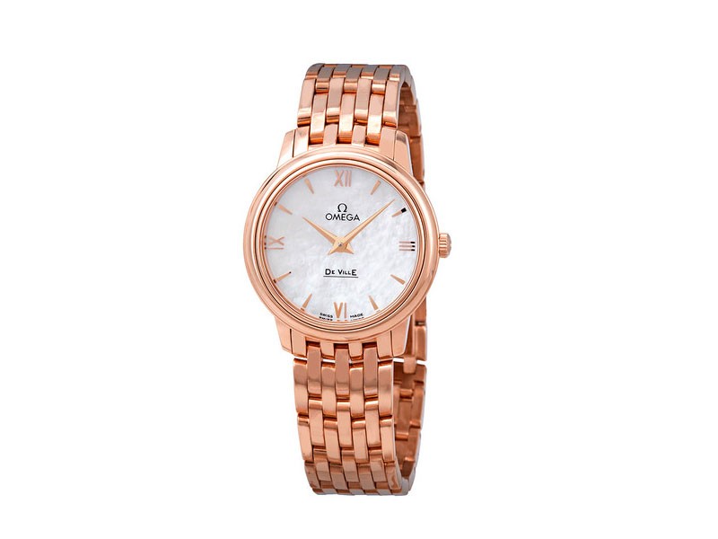 Omega De Ville Prestige 18k Rose Gold  Pearl Dial Ladies Watch