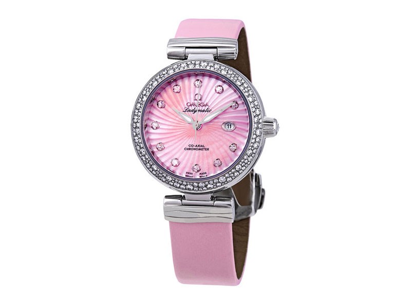 Omega De Ville Pink Mother of Pearl Diamond Dial Ladies Watch