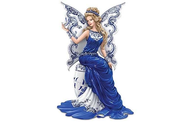 Love Story Angel Figurine Inspired By Blue Willow China