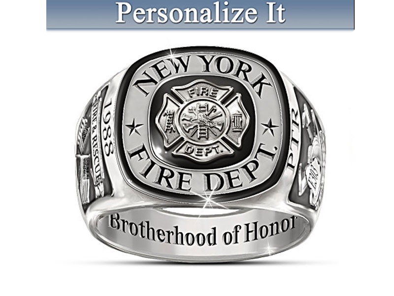 Firefighters Tribute Customized Stainless Steel Men's Ring