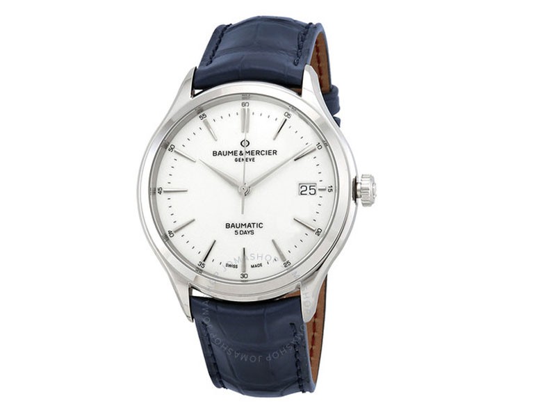 Baume Et Mercier Clifton Baumatic Automatic White Dial Men's Watch 10398