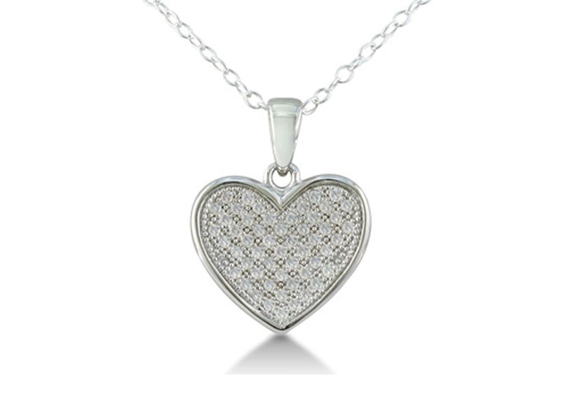 Women's Pave Diamond Heart Necklace