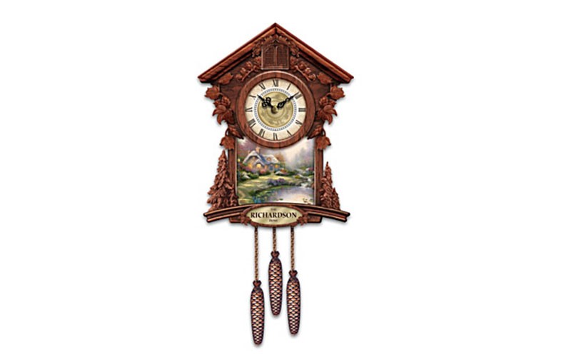  Personalized Wall Clock With 4 Thomas Kinkade Art 
