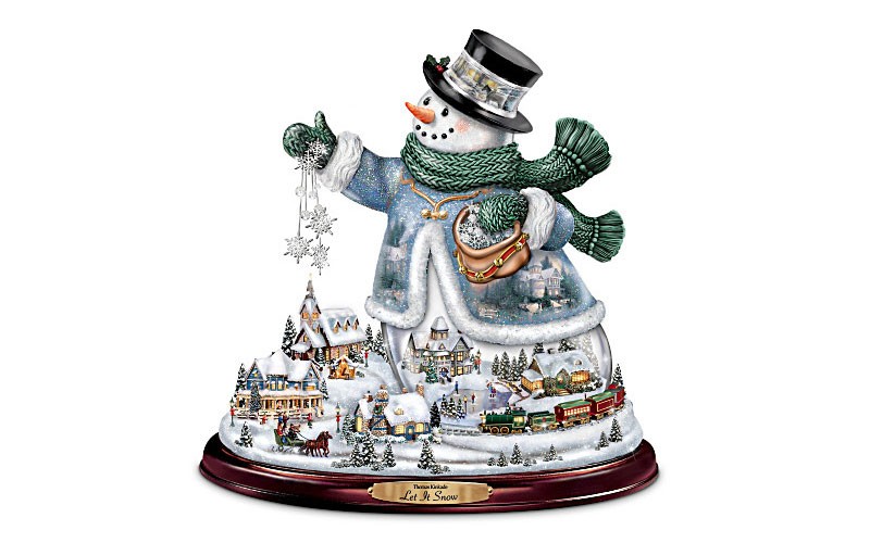 Thomas Kinkade Snowman With Lights, Animated Trai