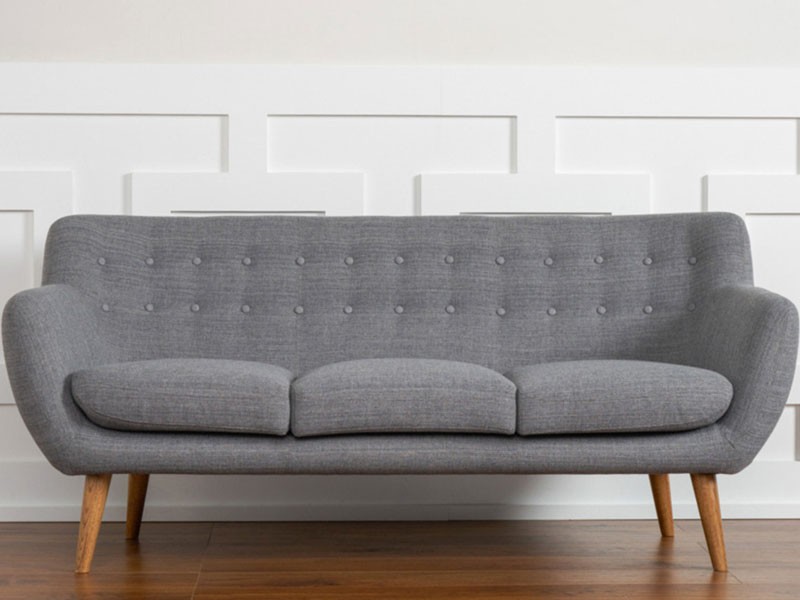 Rhodes Mid Century Modern Tufted Sofa Steel Gray