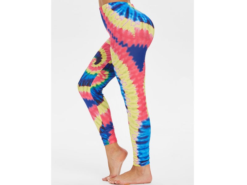 Spiral Tie Dye Print High Rise Leggings For Women