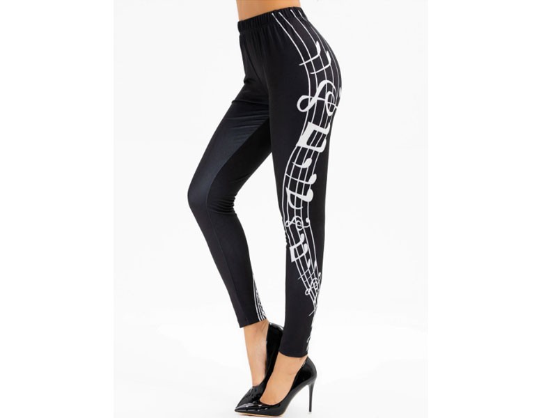 Women's Skinny Musical Notes Print Leggings