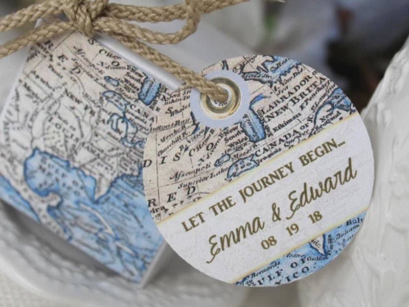 North American Blue Seas Favor Box with Personalized Tag