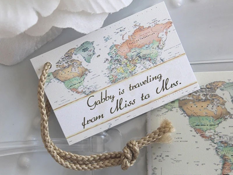 World Map Luggage Tag Personalization Available