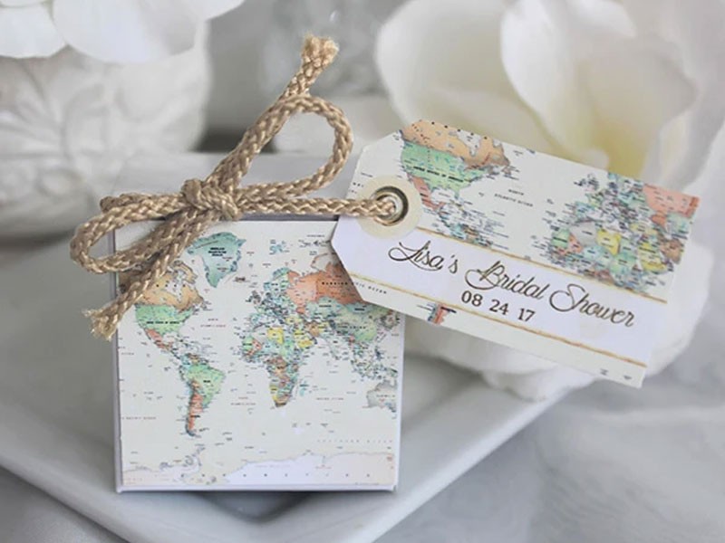 Personalized World Map Favor Box