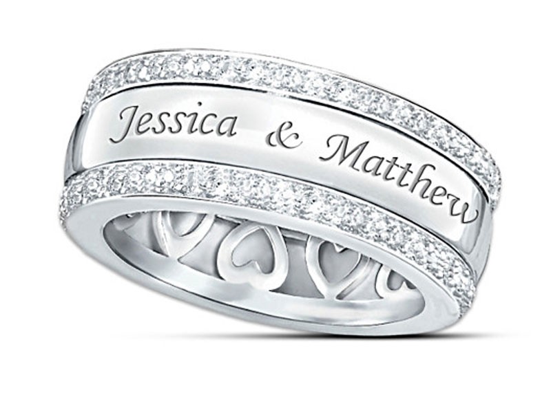 Forever Love 12-Diamond Spinning Band Personalized Ring