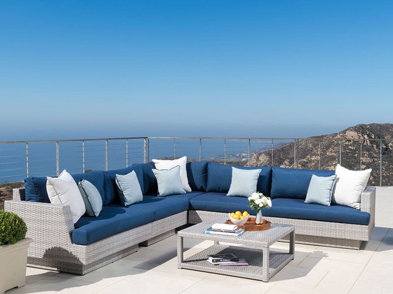 Portofino Comfort 6 Piece Sofa Sectional Laguna Blue