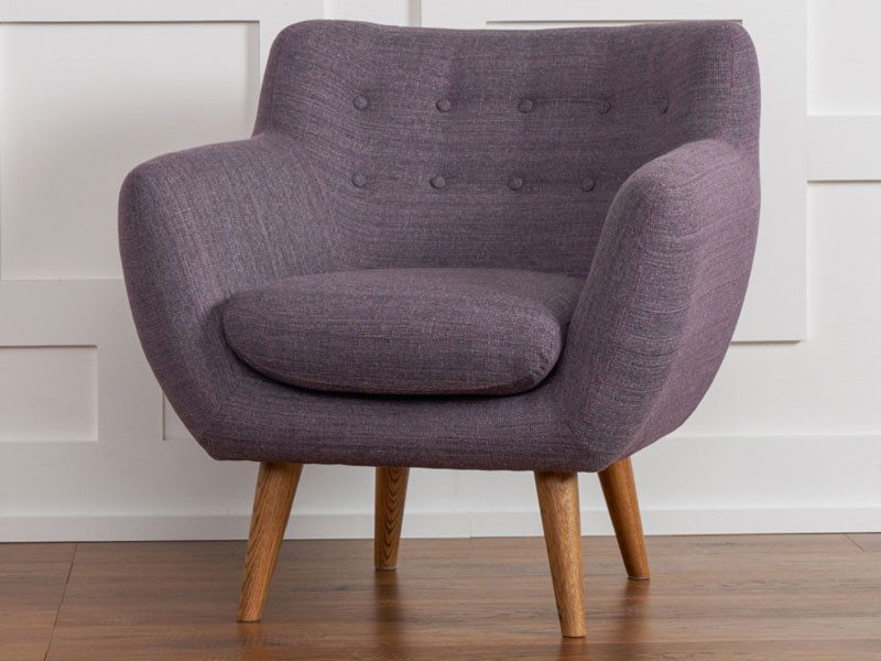 Rhodes Mid-Century Modern Tufted Arm Chair Venga Purple