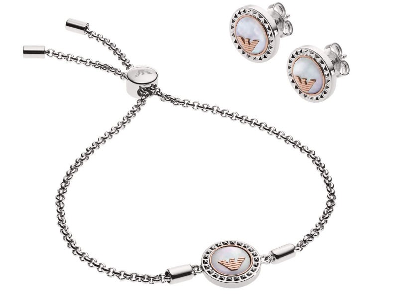 Emporio Armani Women's Stainless Steel Bracelet and Earring Gift Set