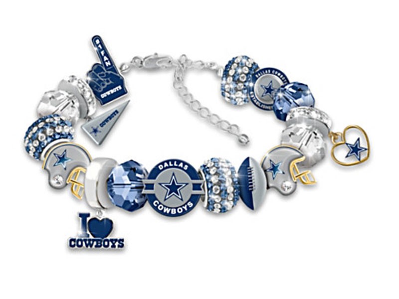 Fashionable Fan Cowboys Beaded Charm Bracelet