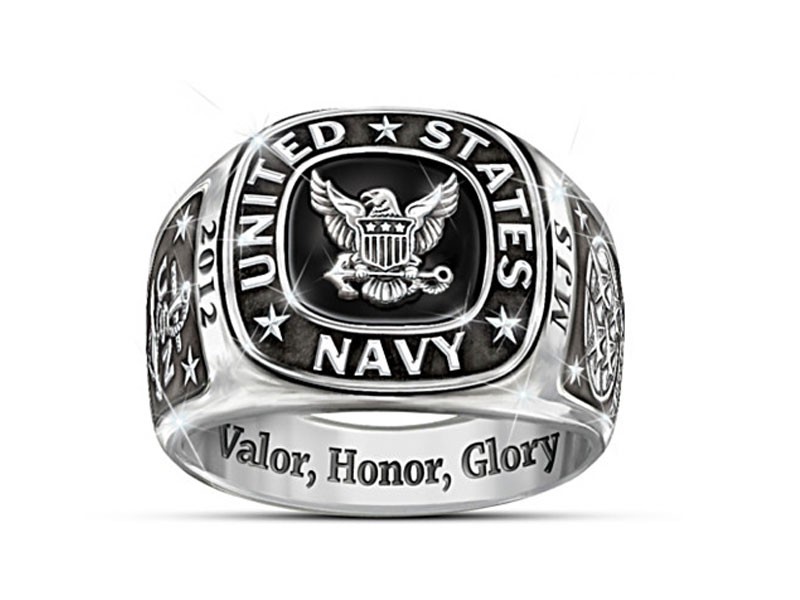 Navy Personalized Men's Ring Choose An Insignia