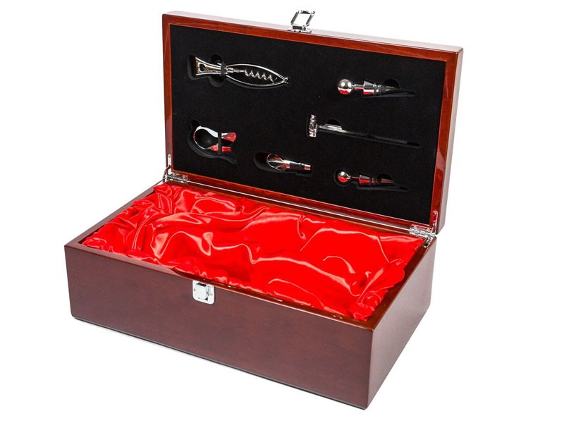 Wine Box Set with Wine Tools Rosewood Piano Finish Double