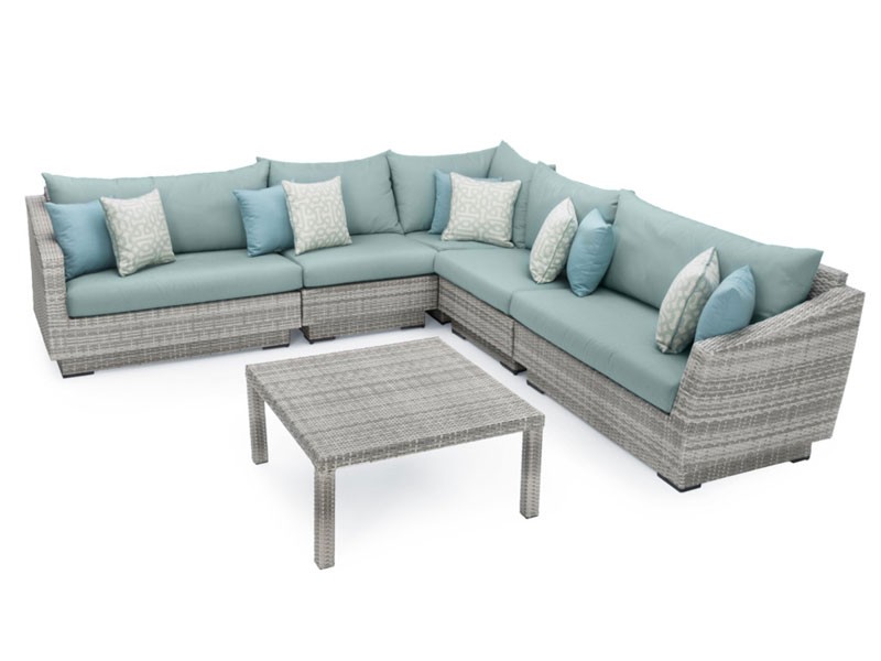 Cannes 6 Piece Sectional & Table Spa Blue