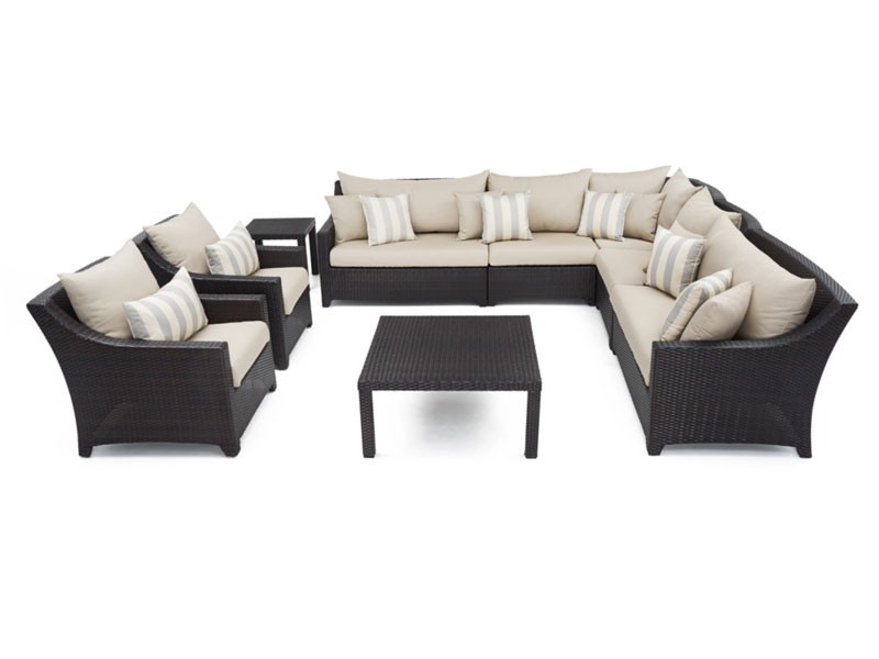 Deco 9 Piece Sectional and Club Set Slate Gray