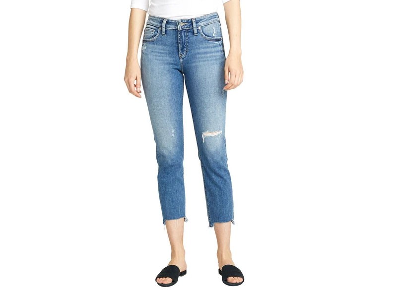 Silver Jeans Avery Slim Crop Jeans for Women in Medium Wash