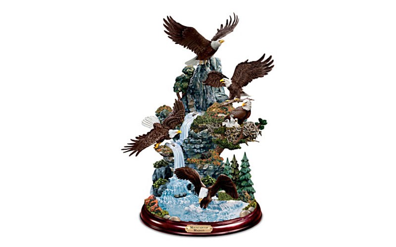 Mountaintop Majesty Hand-Painted Eagle Sculpture