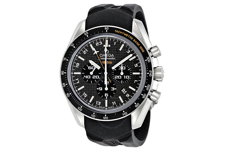Speedmaster Black Carbon Fibre Dial Chronograph GMT Rubber Men's Watch