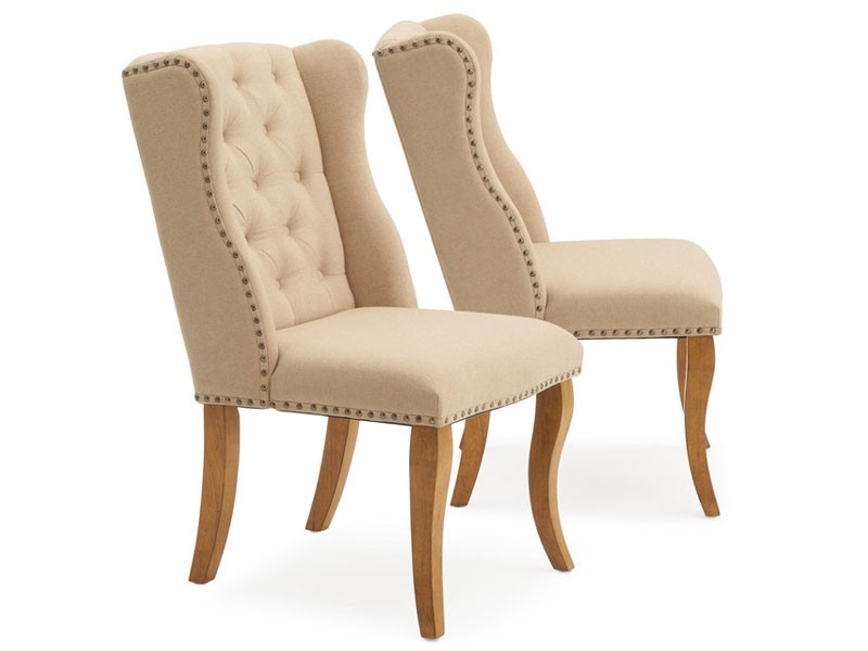 Avignon Set of 2 Tufted Dining Chairs Beige
