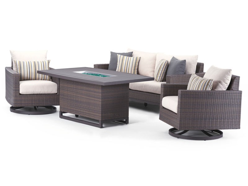 Milea 4 Piece Motion Fire Seating Set Natural Beige