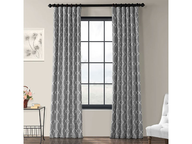 Aiden Gray Printed Cotton Curtain