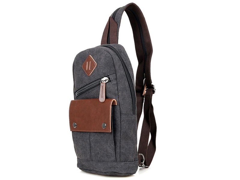 Batam Men's Canvas Convertable Backpack & Chest Sling Stone Grey