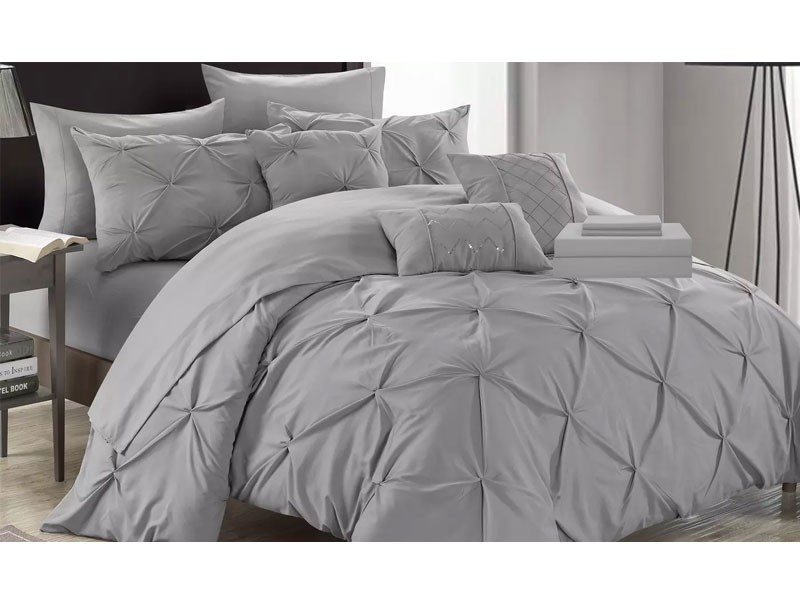 Sabrina Pinch Pleated Ruffled Comforter with Sheets Set 8 Or 10 Piece