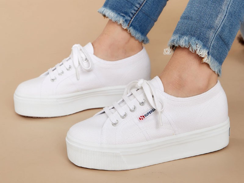 2790 Acot White And Silver Platform Sneakers For Women