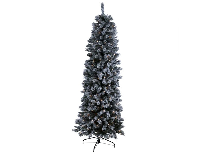 Holiday Living 7-ft Pre Slim Flocked Artificial Christmas Tree With LED Lights