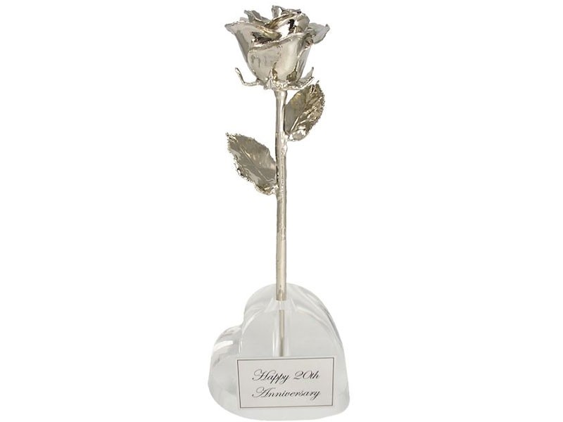 20th Anniversary Platinum Rose Gift & Heart Vase