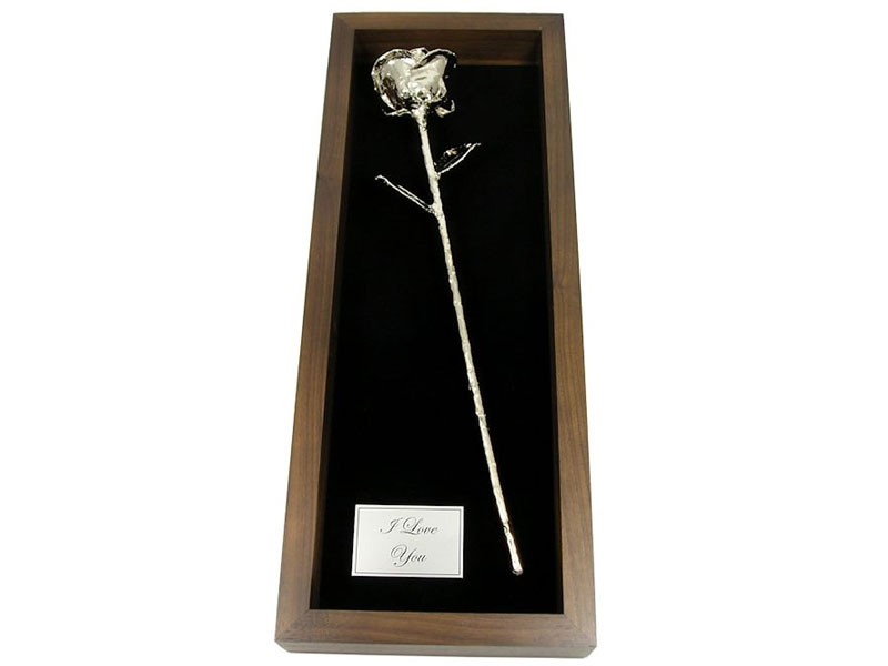 Platinum Rose in Personalized Shadow Box