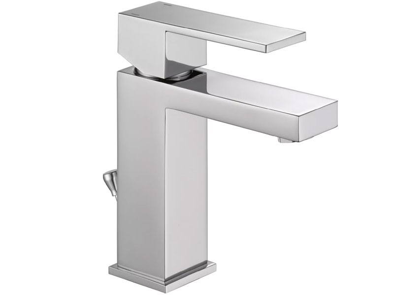 Delta Angular Modern Single Hole Bathroom Faucet with Pop-Up Drain Assembly