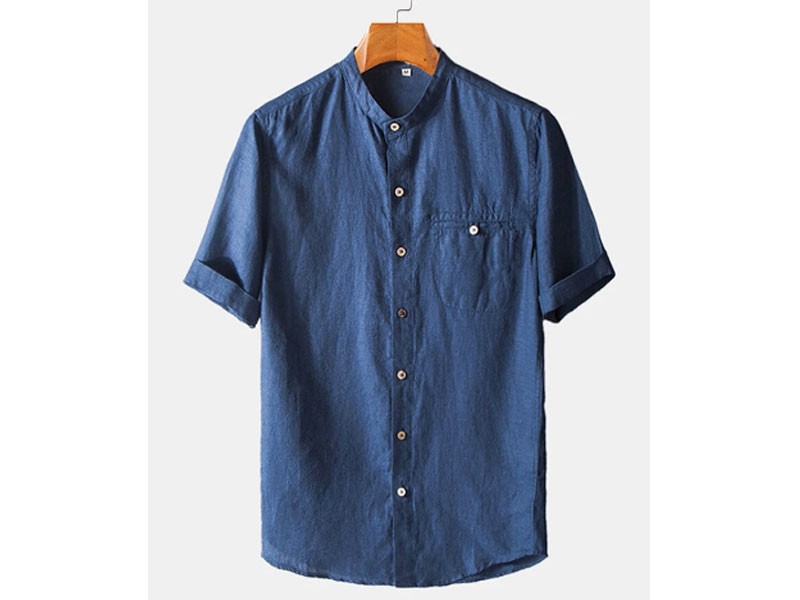 Men's 100% Cotton Plain Breathable Short Sleeve Casual Shirt
