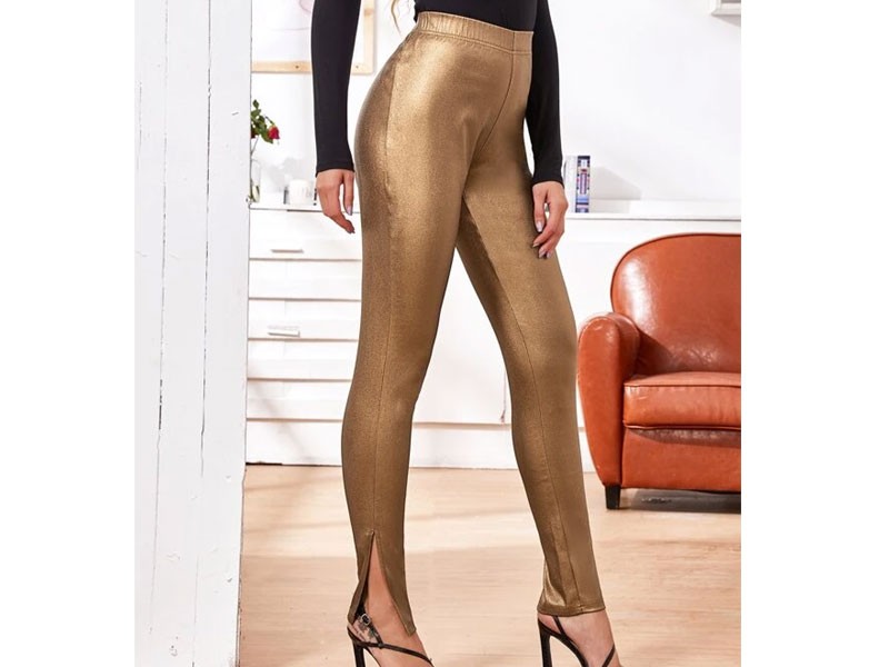 Shein Women's Split Hem Metallic Pants