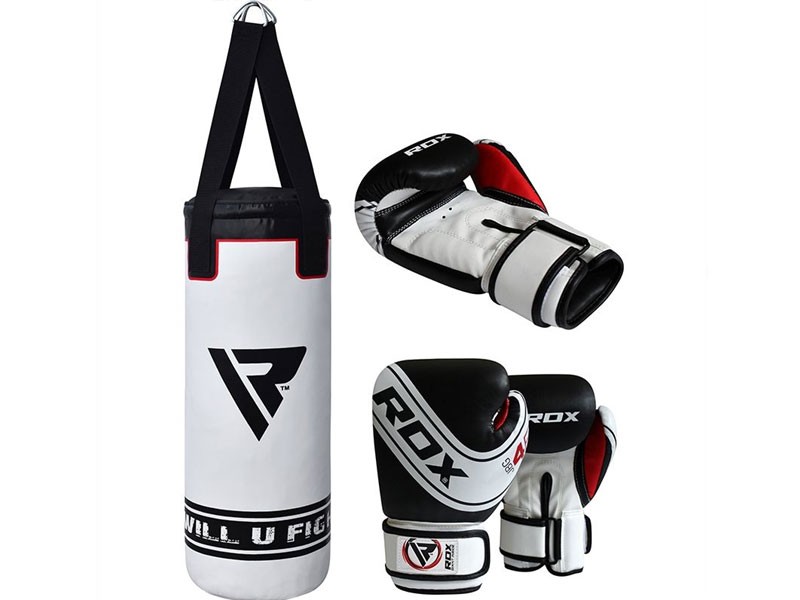 RDX 4W Robo 2ft Punch Bag with Gloves Set for Kids White Black