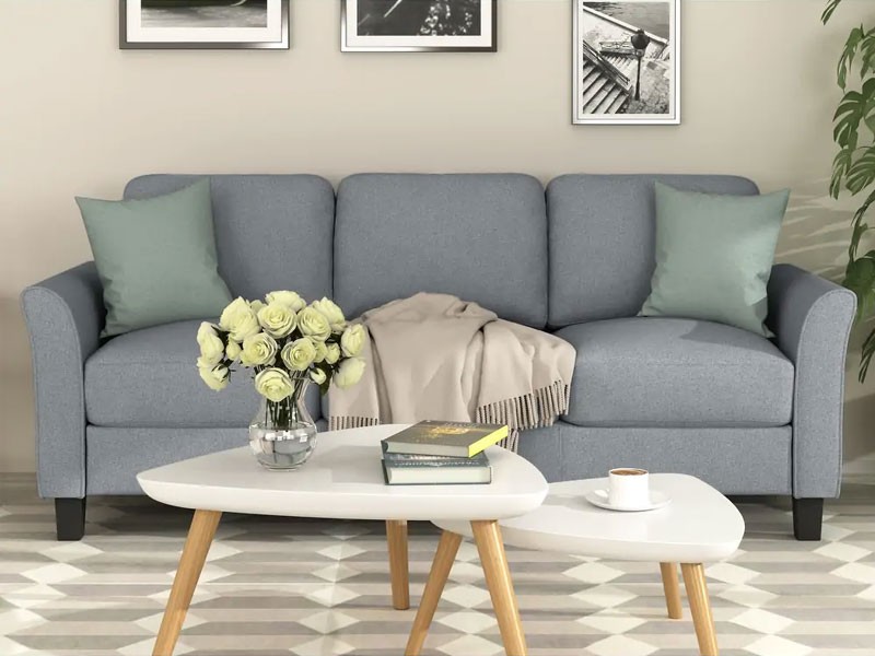 Global Pronex Modern Fabric 3-seat Sofa Grey