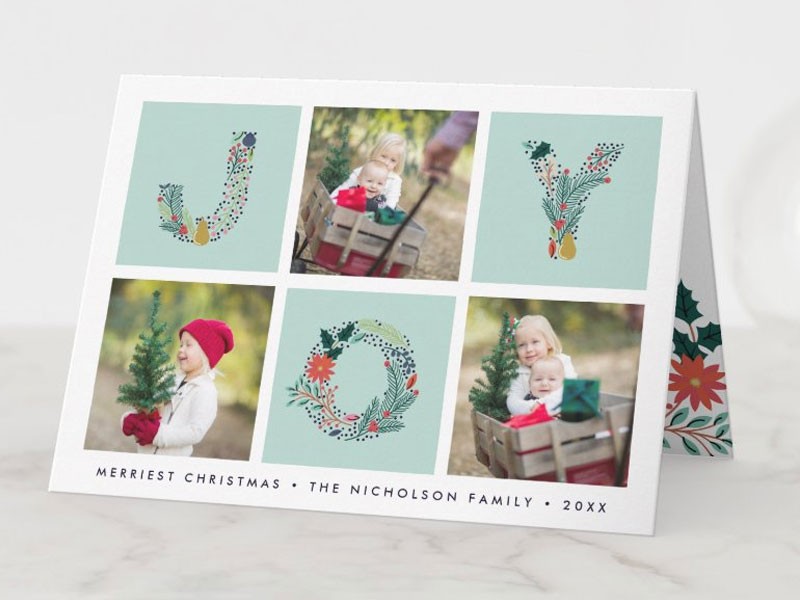 Joyful Type Folded Holiday Photo Card