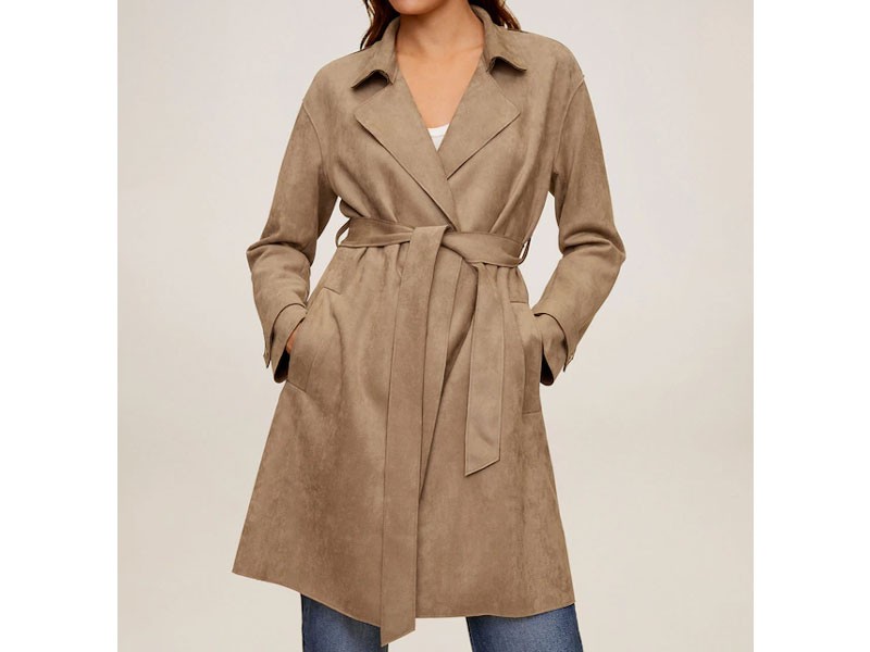 Faux-Suede Trench Jacket For Women