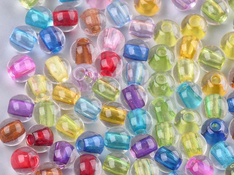 Transparent Acrylic Beads Round Mixed Color