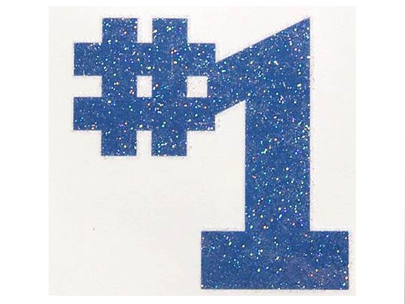 Blue Large Glitter Number 1 Temporary Tattoo