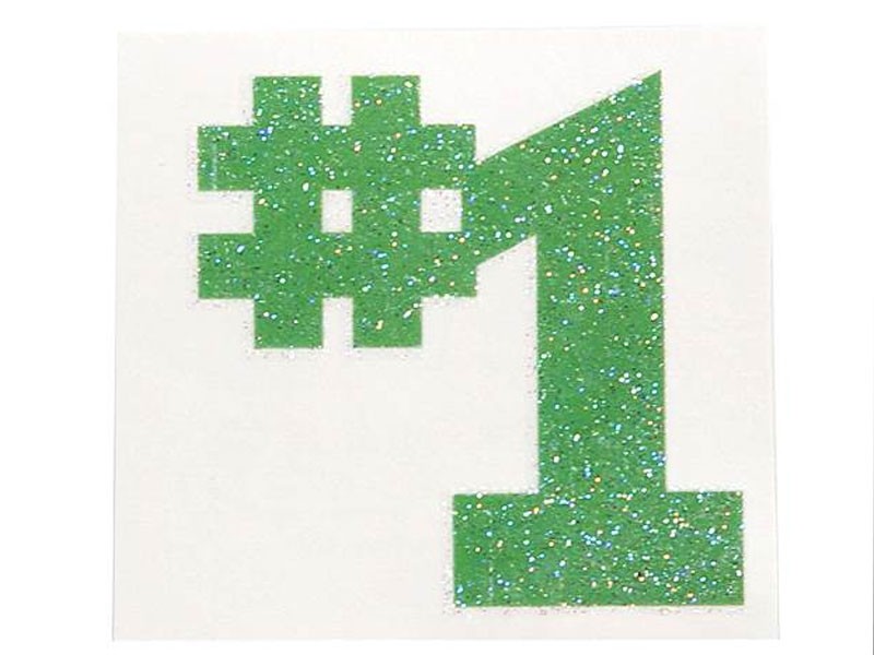 Green Large Glitter Number 1 Temporary Tattoo
