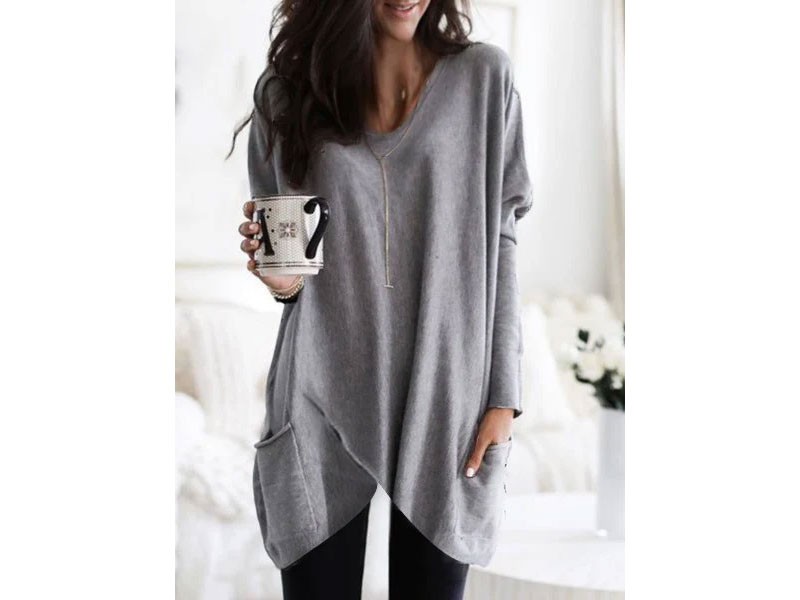 Misslook Casual Plain Long Sleeve Top For Women