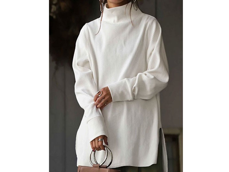 Misslook Long Sleeve Casual Plain Top For Women