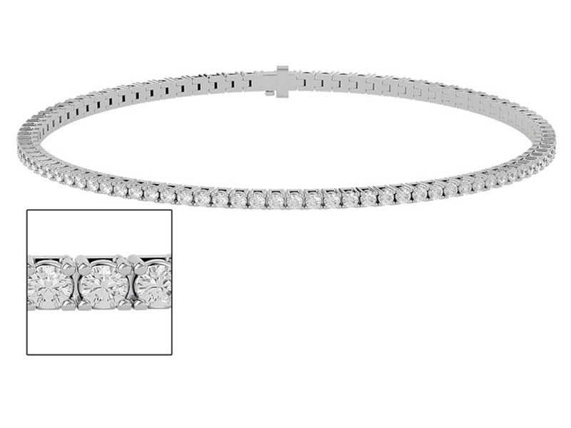Women's 6 Inch 10K White Gold 1 3/4 Carat Diamond Tennis Bracelet